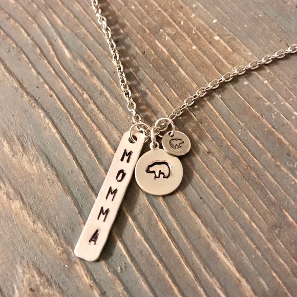 handmade Jewelry - Hand stamped Momma Bear necklace handmade Jewelry - Hand stamped Momma Bear necklace
